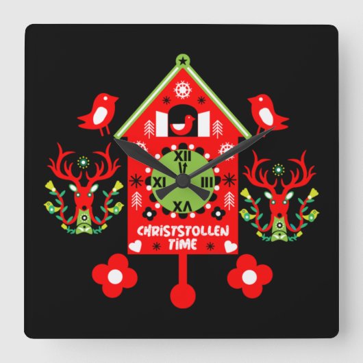 Christstollen Weihnachtsstollen Stollen Xmas    スクエア壁時計 (正面)