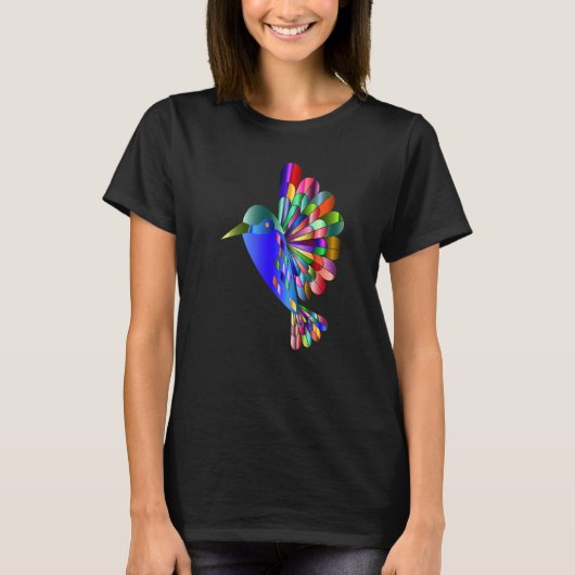 Chromatic Abstract Hummingbird Watercolor Bird Art Tシャツ (正面)