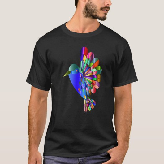 Chromatic Abstract Hummingbird Watercolor Bird Art Tシャツ (正面)