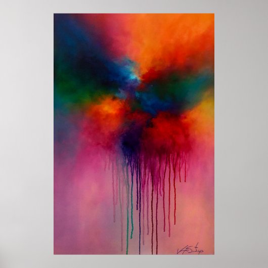 Chromatic Cascade - Abstract Drip Painting ポスター (正面)