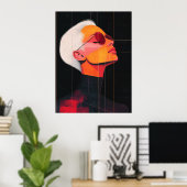 Chromatic Contours — Modern Woman Portrait ポスター (ホームオフィス)