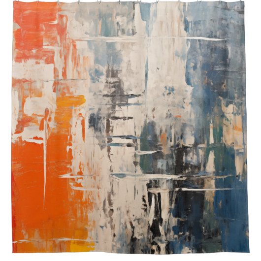 Chromatic Crossroads Abstract Digital Painting シャワーカーテン (正面)