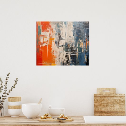 Chromatic Crossroads Abstract Digital Painting ポスター (キッチン)