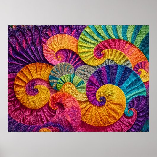 Chromatic Shells: Vibrant Spiral Mosaic ポスター (正面)