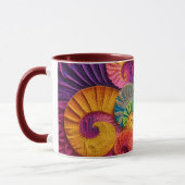Chromatic Shells: Vibrant Spiral Mosaic マグカップ (左)