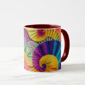 Chromatic Shells: Vibrant Spiral Mosaic マグカップ (正面右)