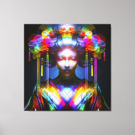 Chromatisch Farbige Glas-Geisha im Kontrast キャンバスプリント