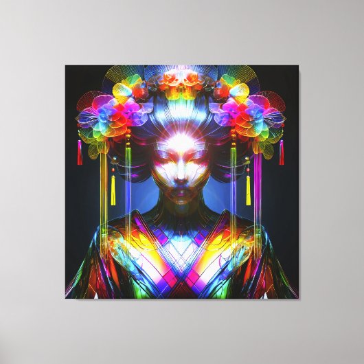 Chromatisch Farbige Glas-Geisha im Kontrast キャンバスプリント (正面)