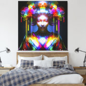 Chromatisch Farbige Glas-Geisha im Kontrast キャンバスプリント (インサイチュ (寝室))
