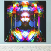 Chromatisch Farbige Glas-Geisha im Kontrast キャンバスプリント (インサイチュ (ウッドフロア))