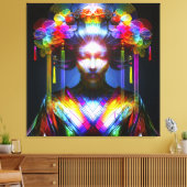 Chromatisch Farbige Glas-Geisha im Kontrast キャンバスプリント (インサイチュ (リビング))