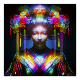 Chromatisch Farbige Glas-Geisha im Kontrast ポスター