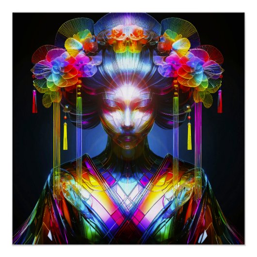 Chromatisch Farbige Glas-Geisha im Kontrast ポスター (正面)