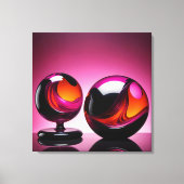 Chromatisch farbige Glaskegeln in Reflexion キャンバスプリント (正面)