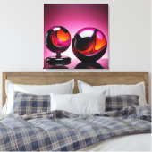 Chromatisch farbige Glaskegeln in Reflexion キャンバスプリント (インサイチュ (寝室))