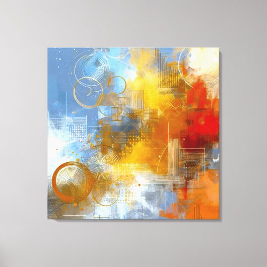 Chromatische Skyline: Puls der urbanen Abstraktion キャンバスプリント (正面)