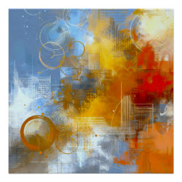 Chromatische Skyline: Puls der urbanen Abstraktion ポスター