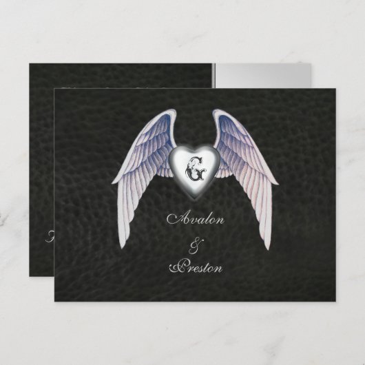 Chromeとレザーフェイクハート日付はがきを保存 案内ポストカード (正面/裏面)