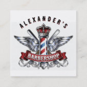 Chrome Barber Pole and Crown Personalize スクエア名刺 (正面)