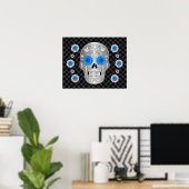 Chrome Calavera (ブルーローズ) ポスター (ホームオフィス)