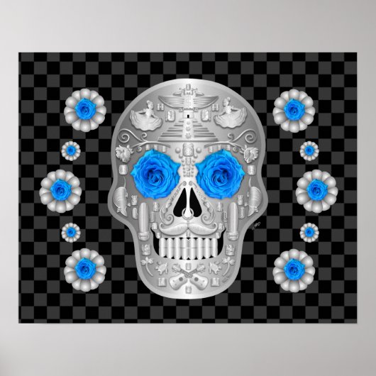 Chrome Calavera (ブルーローズ) ポスター (正面)