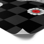 Chrome Calavera （レッドローズ）ポスター ポスター (角)