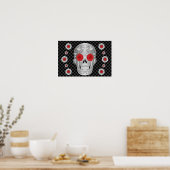 Chrome Calavera (Red Rose) ポスター (キッチン)