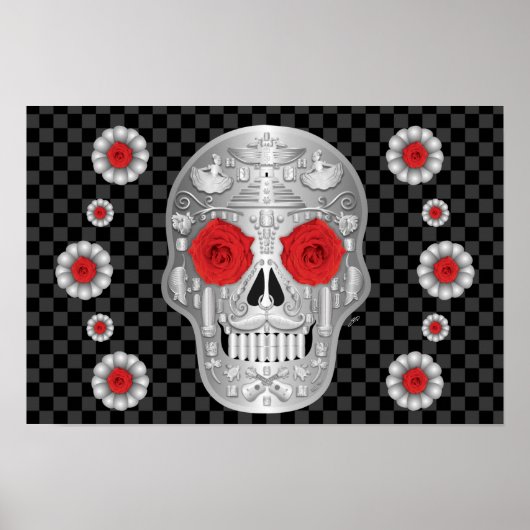 Chrome Calavera (Red Rose) ポスター (正面)