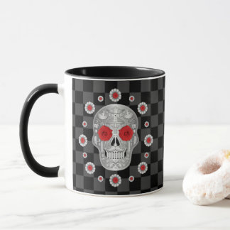Chrome Calavera (Red Rose) マグカップ
