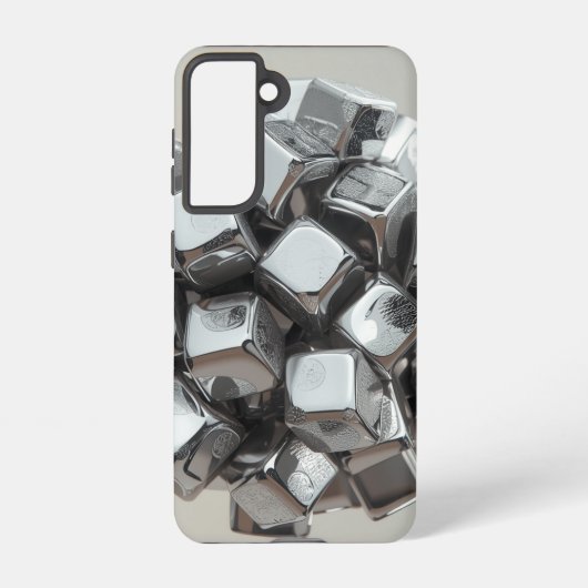  Chrome Geometric Cubes Samsung Case Galaxyケース (裏面)