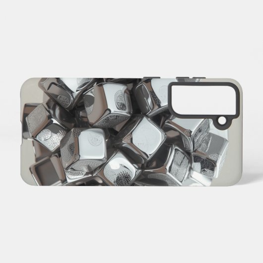 Chrome Geometric Cubes Samsung Case Galaxyケース (裏面横)