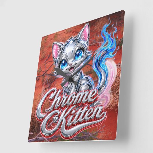 Chrome Kitten Outback Purrer 時計 (傾斜)