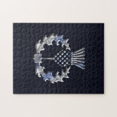 Chrome Like Carbon Fiber Print Scottish Thistle ジグソーパズル (横)