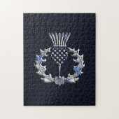 Chrome Like Carbon Fiber Print Scottish Thistle ジグソーパズル (縦)