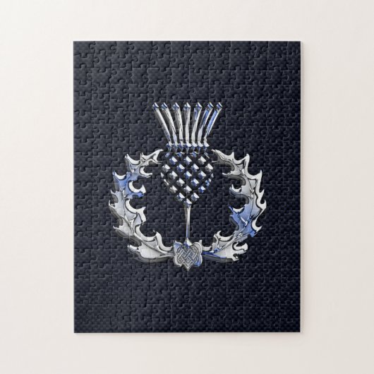 Chrome Like Carbon Fiber Print Scottish Thistle ジグソーパズル (縦)