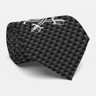 Chrome like Pirate on Carbon Fiber style print ネクタイ