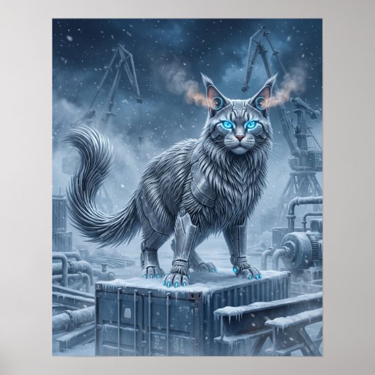 Chrome Maine Coon Frost Turbine Art ポスター (正面)