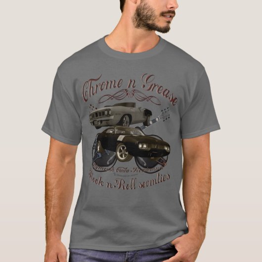 Chrome n Grease 70s Plymouth muscle car oldtimer g Tシャツ (正面)