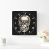 Chrome Skull スクエアローマン数字 クロック (ホーム)