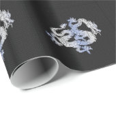 Chrome Style Dragon in Black Snake Skin Print ラッピングペーパー (ロールコーナー)