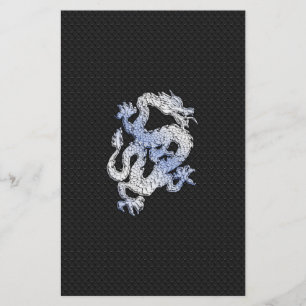 Chrome Style Dragon on Black Snake Skin Print 便箋