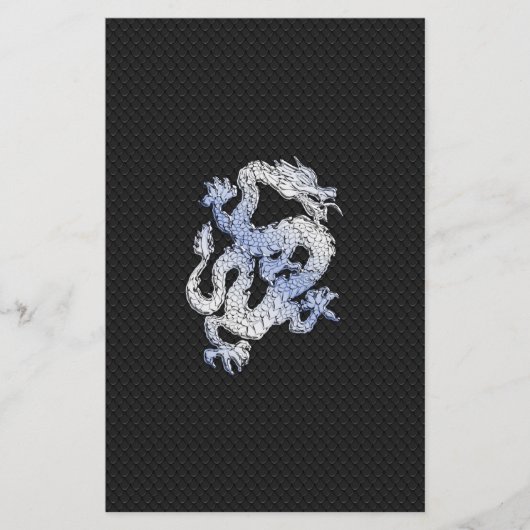Chrome Style Dragon on Black Snake Skin Print 便箋 (正面)