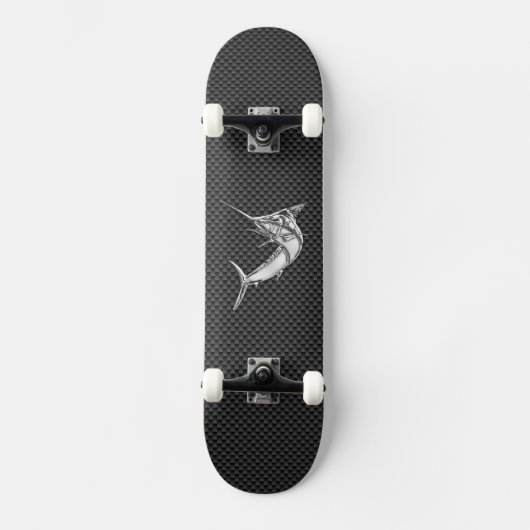 Chrome Style Marlin on Carbon Fiber スケートボード (正面)