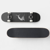 Chrome Style Marlin on Carbon Fiber スケートボード (横)