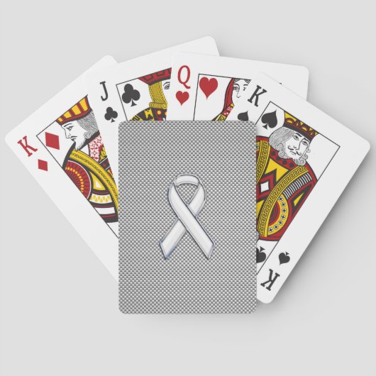 Chrome White Ribbon Awareness Carbon Fiber Print トランプ (裏面)
