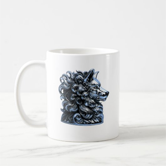 Chrome Wolf Bust コーヒーマグカップ (左)