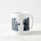 Chrome Wolf Bust Sculpture コーヒーマグカップ (正面右)