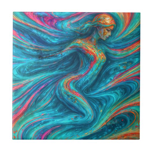 “Chromisca” - 流動する魔女の肖像画 タイル (正面)
