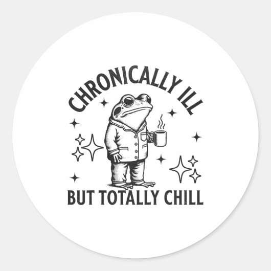 Chronically Ill Funny Frog Chronic Pain & Illn ラウンドシール (正面)