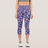Chrysalis Yogaパンツのシームレスな蝶パターン#1 カプリレギンス (正面)